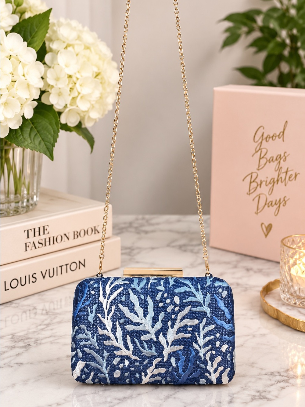 Shiraleah Chicago Blue Embroidered Clutch Crossbody Bag